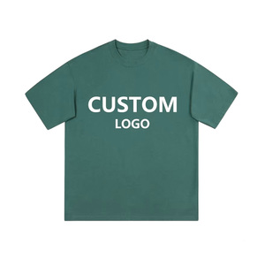 เสื้อยืดโอเวอร์ไซส์ผ้าคอตตอนหนานุ่ม พิมพ์โลโก้ตามสั่ง เสื้อผู้ชายทรงดรอปโชว์เดอร์ สไตล์สตรีทแวร์ - Product Image 1