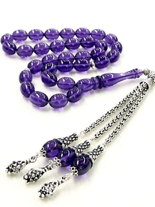 Rosario Musulmán de Resina Turquesa, Ecológico, Hecho a Mano, Diseño Creativo, CAZ-0799, con Borla Islámica para Oración - Product Image 2