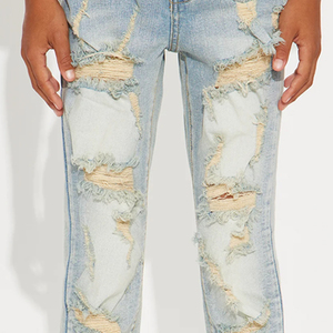 Vêtements décontractés / Service OEM pour la collection d'été : Pantalons en jean déchirés pour garçons, prix avantageux pour les acheteurs en gros - Product Image 4