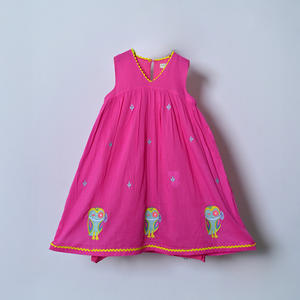 Arthlife Export Quality Girls Cotton <b>Kurti</b> with Solid Pink Color Traditional Embroidery Skin-Friendly and Breathable Fabric - Product Image 2