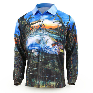 เสื้อโปโลตกปลาแขนยาว โพลีเอสเตอร์ 100% ระบายอากาศ แห้งเร็ว UPF 50 พิมพ์ลายดิจิตอล - Product Image 3