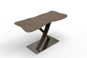 Modern Wave Edge Wooden Dining Table with Creative Cross Metal Base, Luxury Irregular <b>Large</b> <b>Desk</b> for Office & Home Decor - Product Image 4