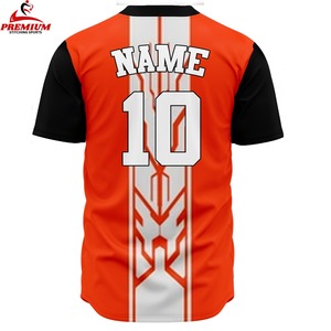 Maillot de baseball unisexe imprimé par sublimation personnalisé en polyester, vente en gros, manches courtes, col en V, chemises boutonnées, hip-hop, sport - Product Image 5