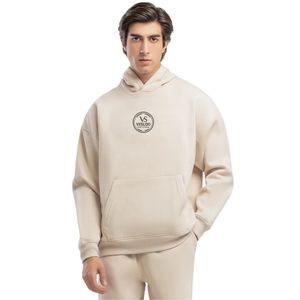 Sweat à capuche décontracté pour homme en molleton beige avec impression en relief sur le devant, style streetwear et sportswear, OEM ODM - Product Image 5