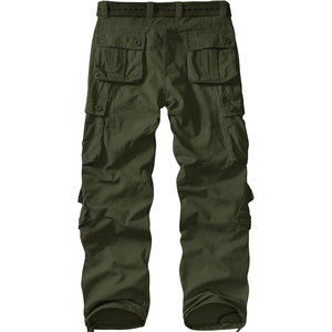 Pantalon cargo en toile décontracté pour homme, coupe ajustée, multi-poches, tissu confortable et foncé, idéal pour le quotidien ou les aventures en plein air - Product Image 6