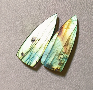 Pierre précieuse Labradorite Aurora Glow taille lance, paire de pierres facettées or olive, pierres lâches pour la fabrication de bijoux 15x40x7mm, pierres d'artisans - Product Image 5