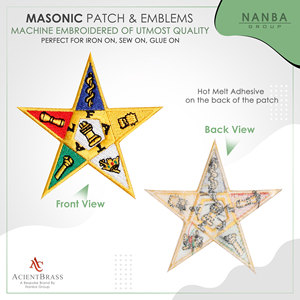 Order of the Eastern Star Embroidered Iron-On Square Masonic Patch-3" <b>Tall</b> Canvas for <b>Hats</b> & Gifts - Product Image 2