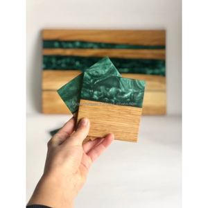 Posavasos de Piedra Personalizados para Regalos de Boda, Posavasos de Resina y Madera de Acacia para Bebidas, Portavasos al Mejor Precio - Product Image 4