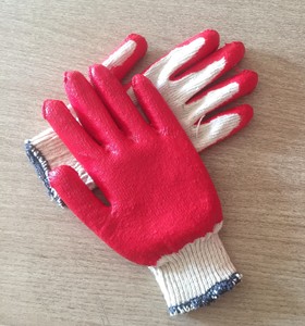 Red Cotton Latex Coated Cut-Resistant Knit Gloves Ambidextrous Pull on Cuff Household Cleaning Protection - Product Image 3