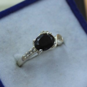 Black Onyx <b>Ring</b> With Cubic Zirconia Sterling Silver <b>Statement</b> Jewelry Elegant Gift For Her - Product Image 2