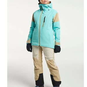 Conjunto de Chaqueta y Pantalones de Esquí para Mujer, Diseño Color Block, Impermeable, Transpirable, Aislado, Ropa de Invierno con Capucha - Product Image 1
