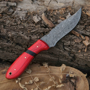 Cuchillo de Caza/Desollador Personalizable OEM de Acero Inoxidable con Mango de Madera Pakka y Funda de Cuero, Hecho a Mano, Marca ZA DAMASCUS MAKERS - Product Image 4