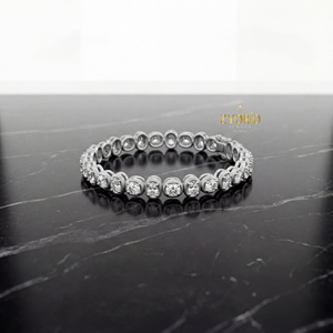 Pulsera de tenis de plata de ley 925 con diamantes cultivados en laboratorio de talla brillante engastados en bisel, de lujo, clásica, hecha en India, ligera, regalo para mujer - Product Image 1