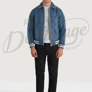 แจ็คเก็ตบอมเบอร์หนังสีน้ำตาลแบบสั่งทำพิเศษสำหรับผู้ชาย ทรงเข้ารูป ซิปหน้า ขายส่ง เสื้อแจ็คเก็ตหนังแท้ เสื้อผ้าลำลองแนวสปอร์ต - Product Image 4