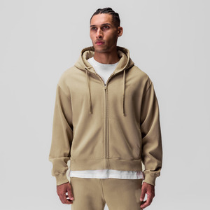 High Quality Crop Heavyweight Cotton/Polyester 410GSM Drop Shoulder <b>Thick</b> Hoodies Boxy Fleece Zip Hoodie Winter - Product Image 1