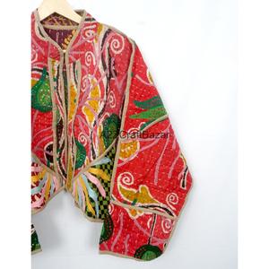 เสื้อแจ็คเก็ตผ้าฝ้ายทำมือสไตล์วินเทจ Kantha สำหรับผู้หญิงและเด็กผู้หญิง ขายส่ง - Product Image 3