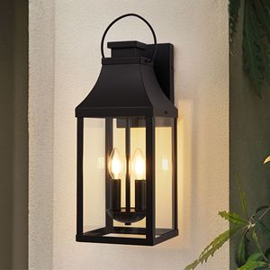 Lampada da Parete Moderna Nera per Esterni a 2 Luci, Applique da Esterno per Portico e Illuminazione Esterna, Lanterna da Parete con Montaggio a Muro - Product Image 1
