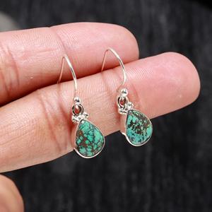 Turquoise Pear Cut Hanging Turquoise Gemstone <b>Solid</b> 925 Sterling <b>Silver</b> Drop Dangle <b>Earrings</b> Fine Jewelry For Women's - Product Image 1