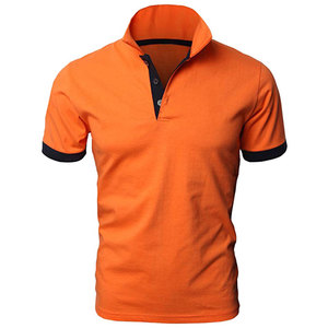 Polo en coton à manches courtes pour homme, 100 % polyester, orange, couleur unie, décontracté, tricoté, respirant, personnalisable en gros - Product Image 1