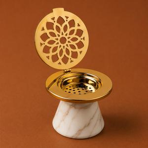 Brûleur d'encens Bakhoor de qualité supérieure avec dessus en acier inoxydable et base en résine, brûleur de parfum arabe fait à la main pour la décoration de la maison, aromathérapie - Product Image 2