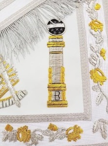 Collar de Cadena Masónico de Alta Calidad Chapado en Oro, con Bordado de Bullion de Mano y Diseño de Past Master, Blanco, Talla Única - Product Image 6