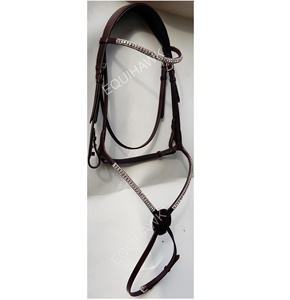 BRIDLE CABALLO MEXICANO DE CUERO CON CRISTAL EN LA BANDA PARA CEJAS ACOLCHADO DE CUERO SOFTY HEBILLAS DE ACERO INOXIDABLE BRIDA PARA CABALLO - Product Image 1