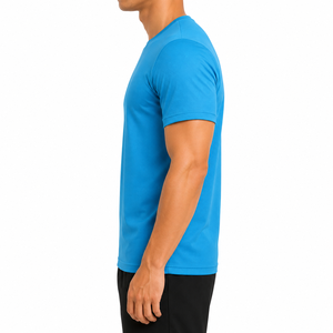 T-shirt pour homme 100% coton, poids lourd, manches courtes, couleur unie, tricoté, respirant, séchage rapide, décontracté - Product Image 2