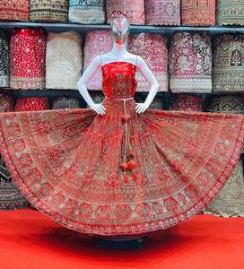 Regal Bridal Lehenga Choli with Heavy Jarkan Stones Full-Hand <b>Mirror</b> Work Long Blouse for Winter Indian Weddings - Product Image 2