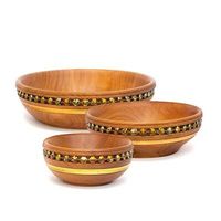 Bol sur piétement en bois d'acacia fait main, bol rond pour servir, centre de table