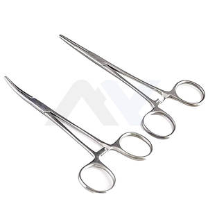 Juego de 2 piezas de acero inoxidable para pesca: Pinzas de bloqueo de 5 pulgadas, hemostáticas, rectas y curvas, instrumentos quirúrgicos dentales - Product Image 1