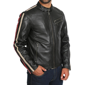 Customized 100% <b>Real</b> <b>Leather</b> Motorcycle <b>Jacket</b> – High Quality Pakistan Winter <b>Jacket</b> for Men with Straps, Wholesale Price - Product Image 2