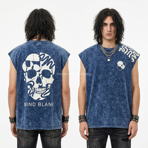 Camiseta Azul Turquesa Desgastada Personalizada 210GSM con Gráfico de Calavera de Terror Reflectante para Hombre, Fabricante Mayorista de Ropa, Proveedor de Serigrafía - Product Image 4