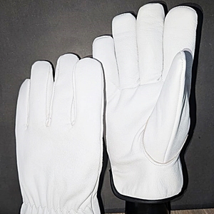 Guante de Trabajo Protector de Cuero Blanco, Resistente a Impactos Nivel 1 ANSI, Aislado para el Frío, con Orificio para el Pulgar, Uso General - Product Image 3