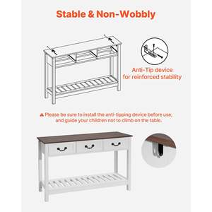 47 <b>Console</b> <b>Table</b> Farmhouse Style Rectangle Wooden <b>Narrow</b> Entrance for Couch Bottom Drawers Shelf Storage Bedroom Living Room - Product Image 6