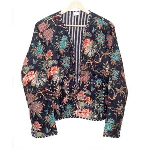 Floral Printed Knitted Short Autumn Full Sleeve <b>Quilted</b> <b>Jacket</b> for Women with Pure Cotton Fabric and Pockets Inside and Outside - Product Image 6