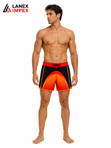 Custom Red Black Orange Men’s <b>Surf</b> Board Shorts Quick Dry Swim Trunks Sublimation Printed Beach Water Sports Shorts OEM ODM - Product Image 2