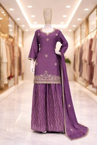 Elegant Embroidered Pakistani Suit with Dupatta | Modern Style Stretchable & Quick Dry Chinon <b>Material</b> - Product Image 4