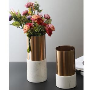 Jarrón de Flores de Metal y Mármol de Diseño, Centro de Mesa Decorativo de Lujo, Moderno Portaflores de Mesa, Elegante Jarrón Decorativo para el Hogar, Tendencia - Product Image 6