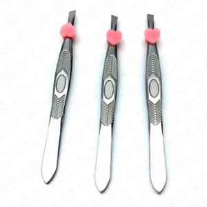Professional Stainless Steel Eyelash Tweezers Slant Tip Satin Silver Finish Beauty Grooming <b>Tool</b> for Ladies - Product Image 5