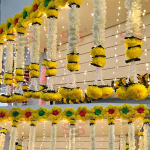 Guirlandes de fleurs artificielles en plastique, magnifiquement conçues, pour la décoration de Diwali, Ganpati Pooja, Temple, Mandir, et de cérémonies de remise des diplômes - Product Image 2