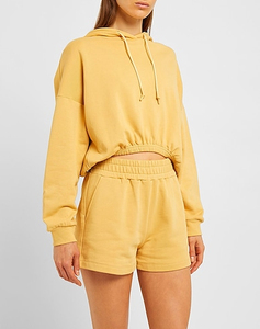 CLOVIX SPORTS Women <b>Tie</b> Dye Crop Hoodie Sweatshirt Shorts <b>Set</b> Cotton Fleece Two Piece Fashion Casual Sportswear - Product Image 3