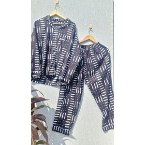 Women Cotton Pajama Set Abstract Dash Print Soft Breathable Night Suit Lounge Wear Co-ord Set Button <b>Down</b> Sleepwear - Product Image 1