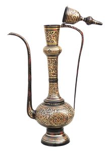 Pichet décoratif indien artisanal en laiton antique, carafe à eau vintage, pichet traditionnel Pital Aftaba, objet de décoration pour la maison - Product Image 3