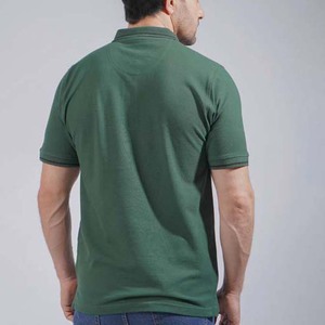 เสื้อโปโลแขนสั้นสีเขียวล้วนสำหรับผู้ชาย ผ้าถักลำลอง 100% ผ้าฝ้าย ใส่สบายในฤดูร้อน - Product Image 6
