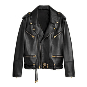 YOUSAF VIEW CO. 2026 High Quality Lady Vintage Motorcycle PU Jacket Gold Zip Women Windproof Lightweight Regular Length - Product Image 2