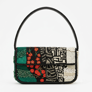 Handmade Flamingo Palm Tree Beaded <b>Shoulder</b> <b>Bag</b> <b>Women</b> Tropical Flap Evening Clutch Underarm Handbag Purse - Product Image 4