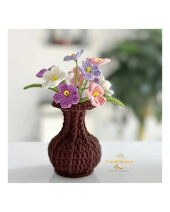 Vase à fleurs en coton fait main au crochet, style nordique, décoration printanière VietChoice - Product Image 3