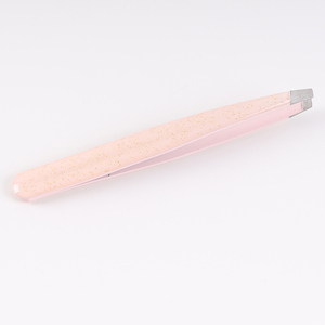 Custom Private Label Eyebrow Tweezers High Quality Slant Tip <b>Glitter</b> Stainless Steel Eyelash Tweezers - Product Image 5