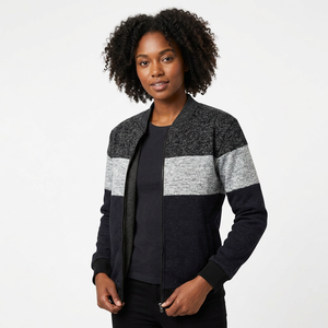 Men's Color Block Knitted Canvas Motorcycle <b>Jacket</b> <b>Mandarin</b> <b>Collar</b> Zipper Casual Winter Wear Nylon/Cotton Hooded Front Logo - Product Image 5