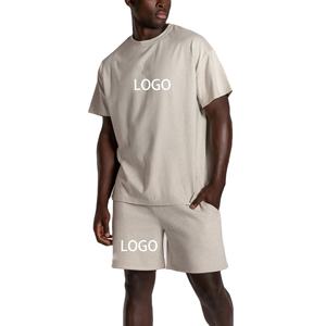 Survêtement en tissu éponge décontracté deux pièces personnalisé OEM T-Shirt de jogging thermique respirant et ensemble short d'été taille surdimensionnée - Product Image 1